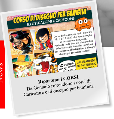 Ripartono i CORSI Da Gennaio riprendono i corsi di Caricature e di disegno per bambini.